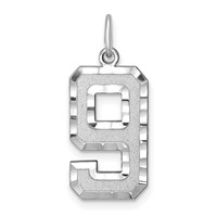 14K White Gold Large Brushed Diamond-cut Number 9 Charm view 1