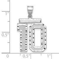 14K White Gold Large Brushed Diamond-cut Number 10 Charm view 2