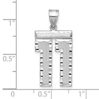 14K White Gold Large Brushed Diamond-cut Number 11 Charm view 2