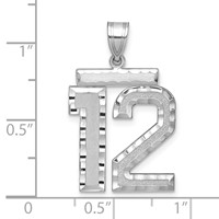 14K White Gold Large Brushed Diamond-cut Number 12 Charm view 2