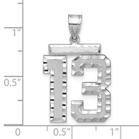 14K White Gold Large Brushed Diamond-cut Number 13 Charm view 2
