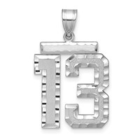 14K White Gold Large Brushed Diamond-cut Number 13 Charm view 1