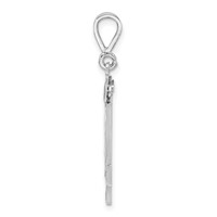 14K White Gold Large Brushed Diamond-cut Number 14 Charm view 2