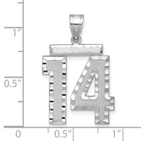 14K White Gold Large Brushed Diamond-cut Number 14 Charm view 3