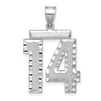 14K White Gold Large Brushed Diamond-cut Number 14 Charm view 1