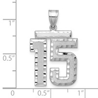 14K White Gold Large Brushed Diamond-cut Number 15 Charm view 2