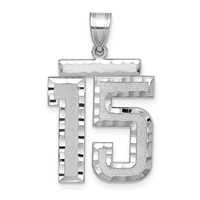 14K White Gold Large Brushed Diamond-cut Number 15 Charm view 1