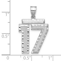 14K White Gold Large Brushed Diamond-cut Number 17 Charm view 2