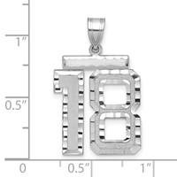 14K White Gold Large Brushed Diamond-cut Number 18 Charm view 2