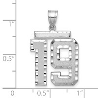 14K White Gold Large Brushed Diamond-cut Number 19 Charm view 2