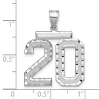 14K White Gold Large Brushed Diamond-cut Number 20 Charm view 2