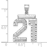 14K White Gold Large Brushed Diamond-cut Number 21 Charm view 2