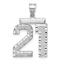 14K White Gold Large Brushed Diamond-cut Number 21 Charm view 1