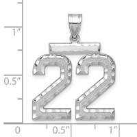 14K White Gold Large Brushed Diamond-cut Number 22 Charm view 2