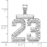 14K White Gold Large Brushed Diamond-cut Number 23 Charm view 2