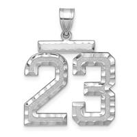 14K White Gold Large Brushed Diamond-cut Number 23 Charm view 1