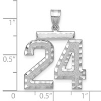14kw Large Brushed Diamond-cut Number 24 Charm view 4