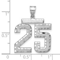14K White Gold Large Brushed Diamond-cut Number 25 Charm view 2