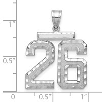 14K White Gold Large Brushed Diamond-cut Number 26 Charm view 2