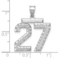 14K White Gold Large Brushed Diamond-cut Number 27 Charm view 2