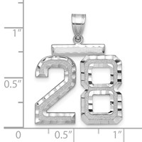 14K White Gold Large Brushed Diamond-cut Number 28 Charm view 2