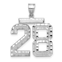 14K White Gold Large Brushed Diamond-cut Number 28 Charm view 1