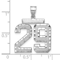 14K White Gold Large Brushed Diamond-cut Number 29 Charm view 2
