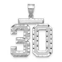 14kw Large Brushed Diamond-cut Number 30 Charm view 1