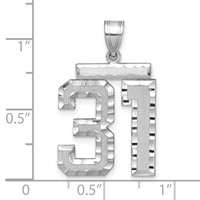 14K White Gold Large Brushed Diamond-cut Number 31 Charm view 2