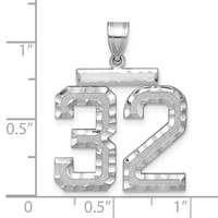 14kw Large Brushed Diamond-cut Number 32 Charm view 3