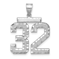 14kw Large Brushed Diamond-cut Number 32 Charm view 1