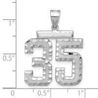 14K White Gold Large Brushed Diamond-cut Number 35 Charm view 2