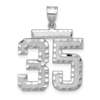 14K White Gold Large Brushed Diamond-cut Number 35 Charm view 1