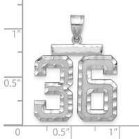 14K White Gold Large Brushed Diamond-cut Number 36 Charm view 2