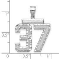 14K White Gold Large Brushed Diamond-cut Number 37 Charm view 2