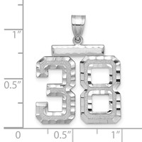 14K White Gold Large Brushed Diamond-cut Number 38 Charm view 2