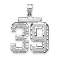 14K White Gold Large Brushed Diamond-cut Number 39 Charm view 1