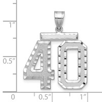 14K White Gold Large Brushed Diamond-cut Number 40 Charm view 2