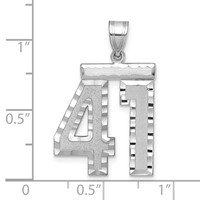 14K White Gold Large Brushed Diamond-cut Number 41 Charm view 2