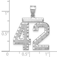 14K White Gold Large Brushed Diamond-cut Number 42 Charm view 2