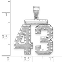 14K White Gold Large Brushed Diamond-cut Number 43 Charm view 2