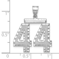 14K White Gold Large Brushed Diamond-cut Number 44 Charm view 2