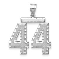 14K White Gold Large Brushed Diamond-cut Number 44 Charm view 1