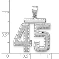 14K White Gold Large Brushed Diamond-cut Number 45 Charm view 2