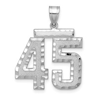 14K White Gold Large Brushed Diamond-cut Number 45 Charm view 1