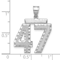 14K White Gold Large Brushed Diamond-cut Number 47 Charm view 2