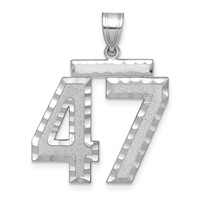 14K White Gold Large Brushed Diamond-cut Number 47 Charm view 1