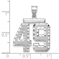14K White Gold Large Brushed Diamond-cut Number 49 Charm view 2