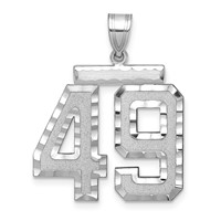 14K White Gold Large Brushed Diamond-cut Number 49 Charm view 1