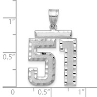 14kw Large Brushed Diamond-cut Number 51 Charm view 2